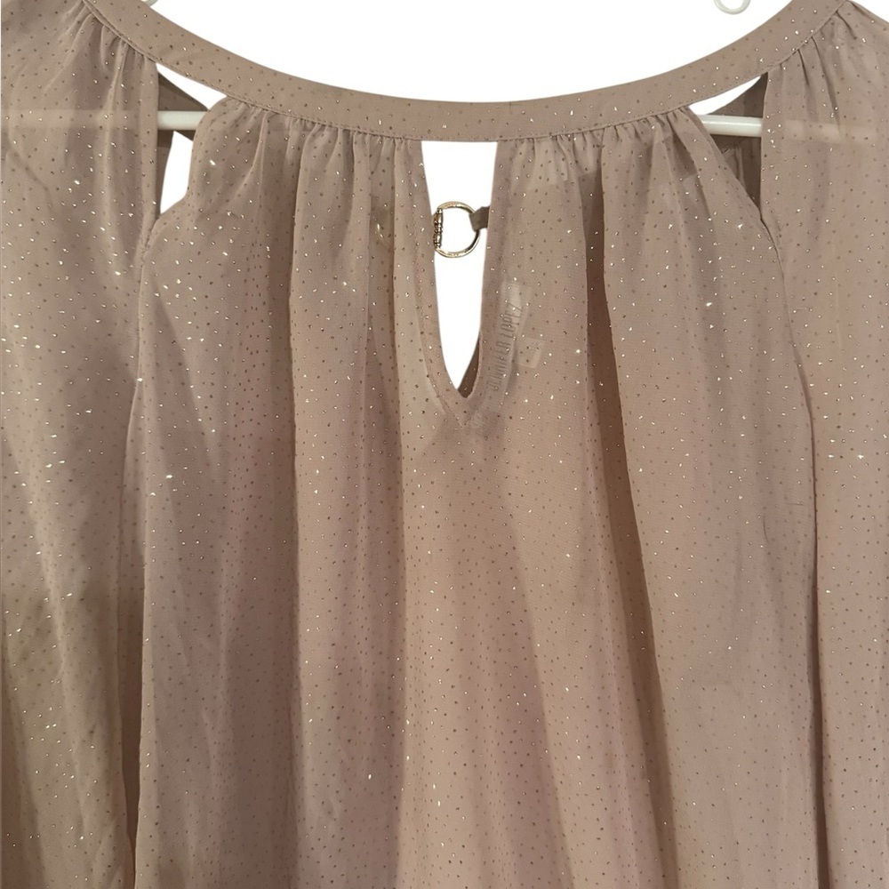Jennifer Lopez JLOSparkling Blush Champagne Sheer Blouse Size XL - Picture 2 of 9